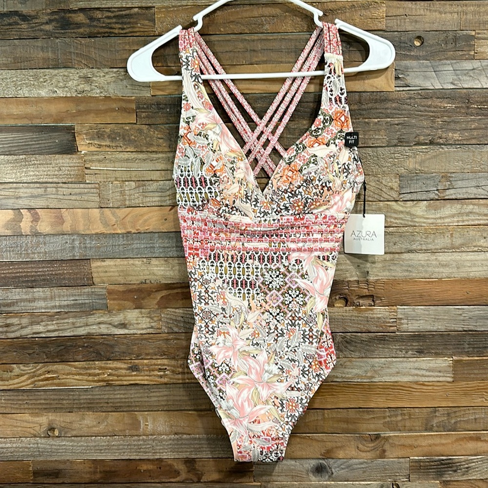 NWT Azura Australia Multi Fit Floral One Piece Swimsuit Size 6